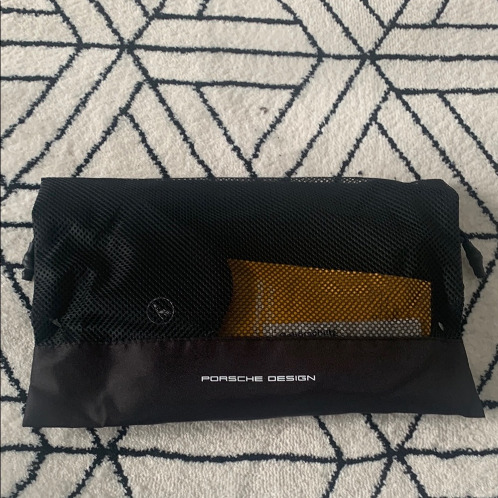 NWT UNISEX Porsche Design Black and Gold Mesh Pouch